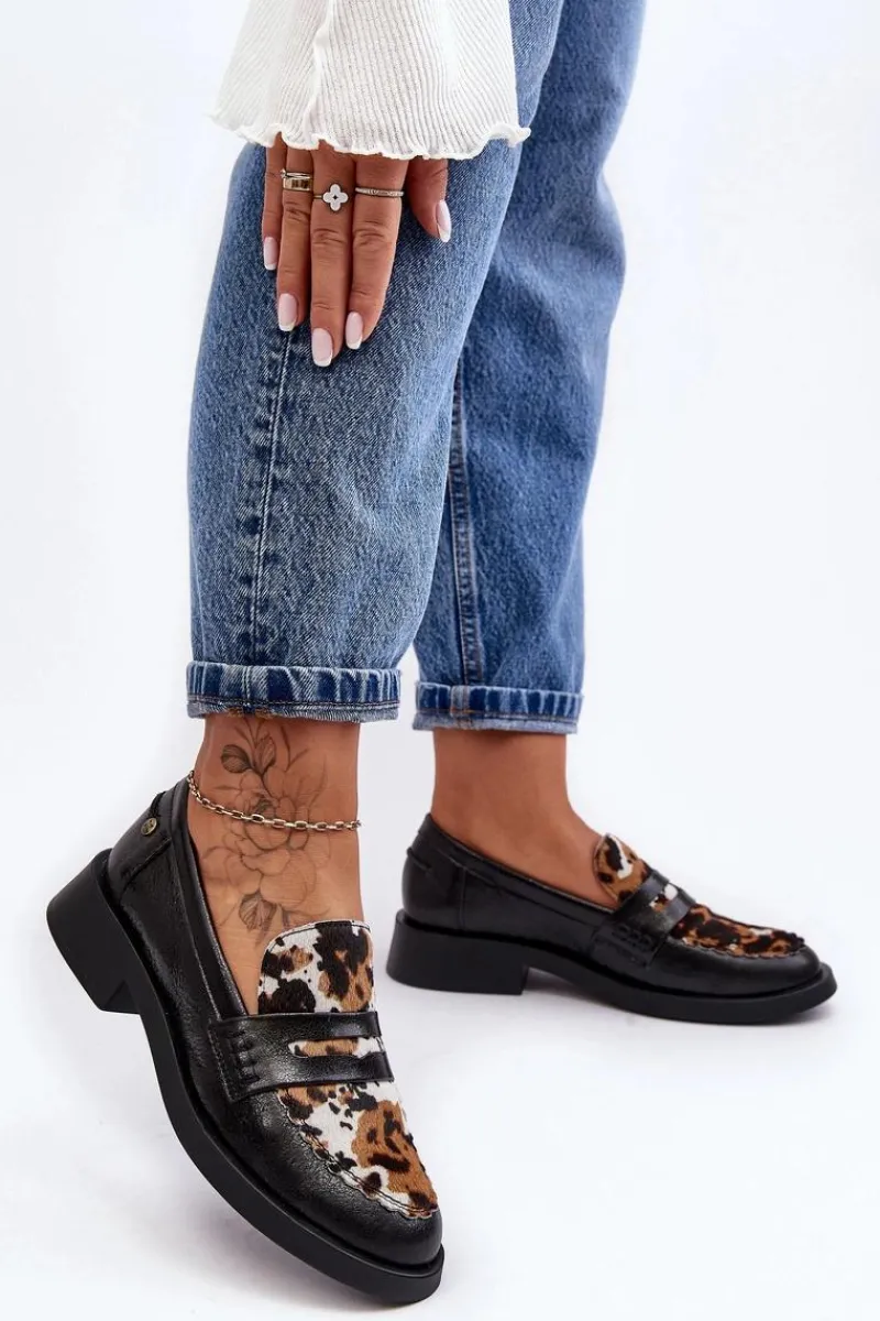 Półbuty Skórzane|Mokasyny Damskie Skórzane>Maciejka Skórzane Półbuty Mokasyny Damskie 06250-01 Czarne