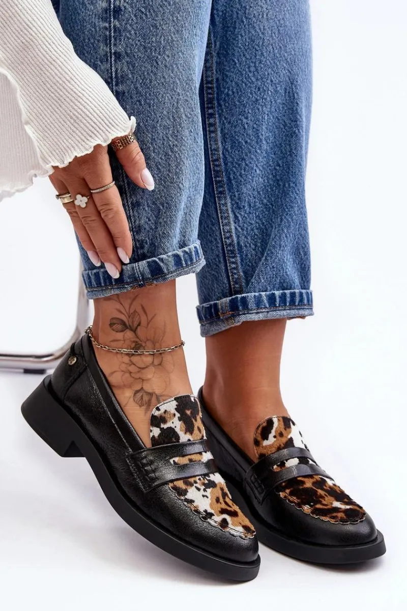 Półbuty Skórzane|Mokasyny Damskie Skórzane>Maciejka Skórzane Półbuty Mokasyny Damskie 06250-01 Czarne