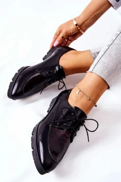 Hot Monnari Skórzane Półbuty M73/1 Czarne