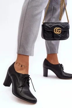 Online Boto Skórzane Półbuty Na Obcasie Czarne Mavitte