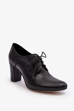 Online Boto Skórzane Półbuty Na Obcasie Czarne Mavitte
