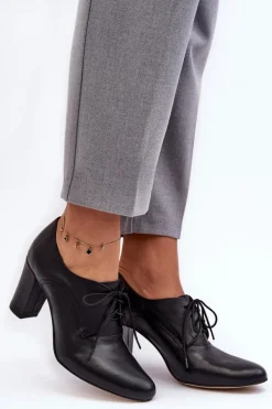 Online Boto Skórzane Półbuty Na Obcasie Czarne Mavitte