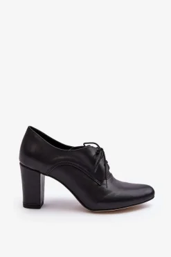 Online Boto Skórzane Półbuty Na Obcasie Czarne Mavitte