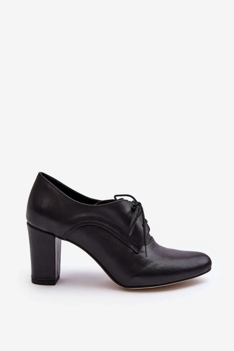 Online Boto Skórzane Półbuty Na Obcasie Czarne Mavitte