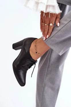 Online Boto Skórzane Półbuty Na Obcasie Czarne Mavitte