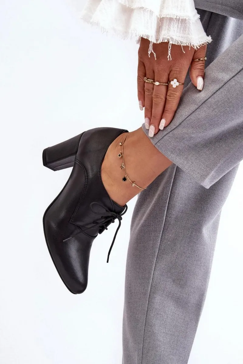 Online Boto Skórzane Półbuty Na Obcasie Czarne Mavitte