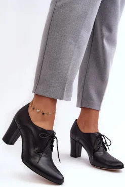 Online Boto Skórzane Półbuty Na Obcasie Czarne Mavitte