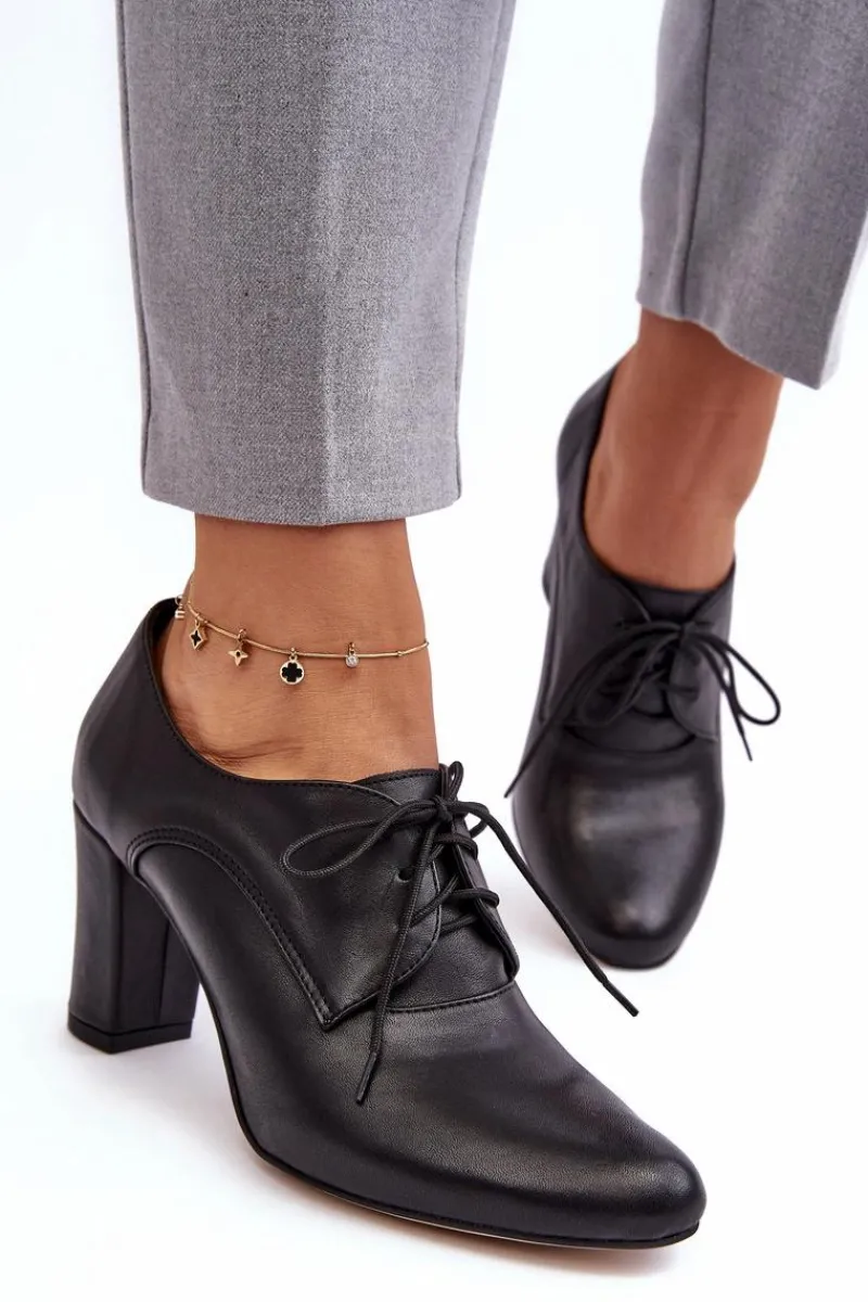 Online Boto Skórzane Półbuty Na Obcasie Czarne Mavitte