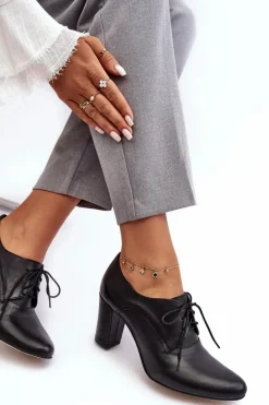 Online Boto Skórzane Półbuty Na Obcasie Czarne Mavitte