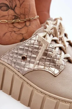 Clearance Zazoo Skórzane Półbuty Na Platformie Beżowe Lemar Hypnosis