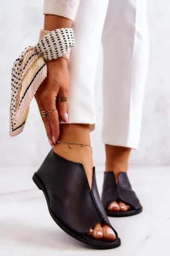 Skórzane Półbuty Na Suwak Nicole 2718/001 Czarne Damskie Półbuty Skórzane