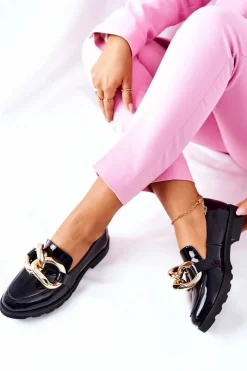 Best Boto Skórzane Półbuty Nicole Lakierowane Czarne 2665