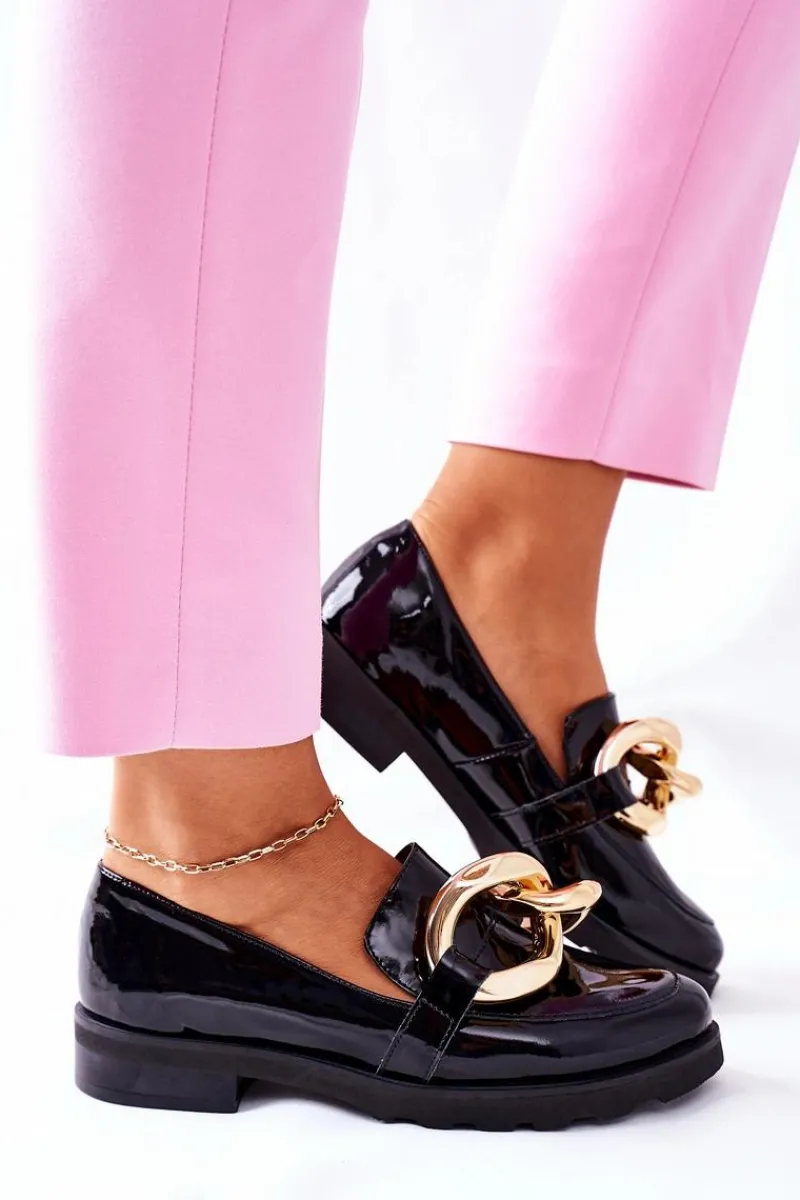 Best Boto Skórzane Półbuty Nicole Lakierowane Czarne 2665