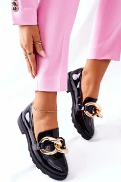 Best Boto Skórzane Półbuty Nicole Lakierowane Czarne 2665