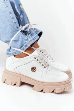 Półbuty Skórzane>Boto Skórzane Półbuty Oxfordy Lewski Shoes 3011-0 Białe