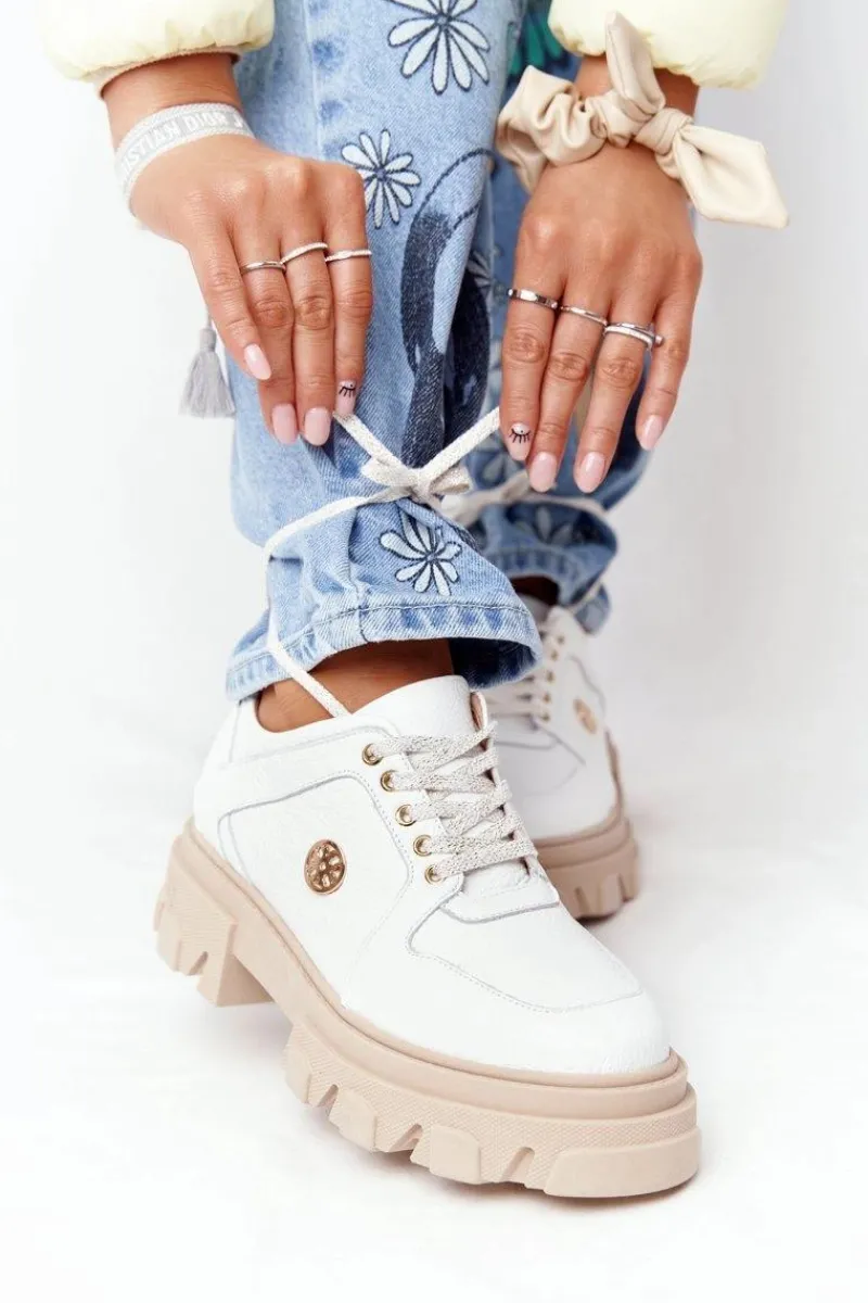 Półbuty Skórzane>Boto Skórzane Półbuty Oxfordy Lewski Shoes 3011-0 Białe