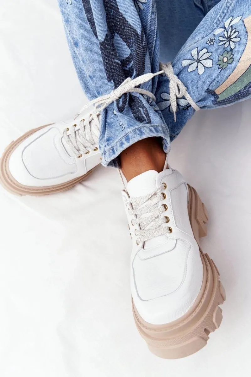 Półbuty Skórzane>Boto Skórzane Półbuty Oxfordy Lewski Shoes 3011-0 Białe