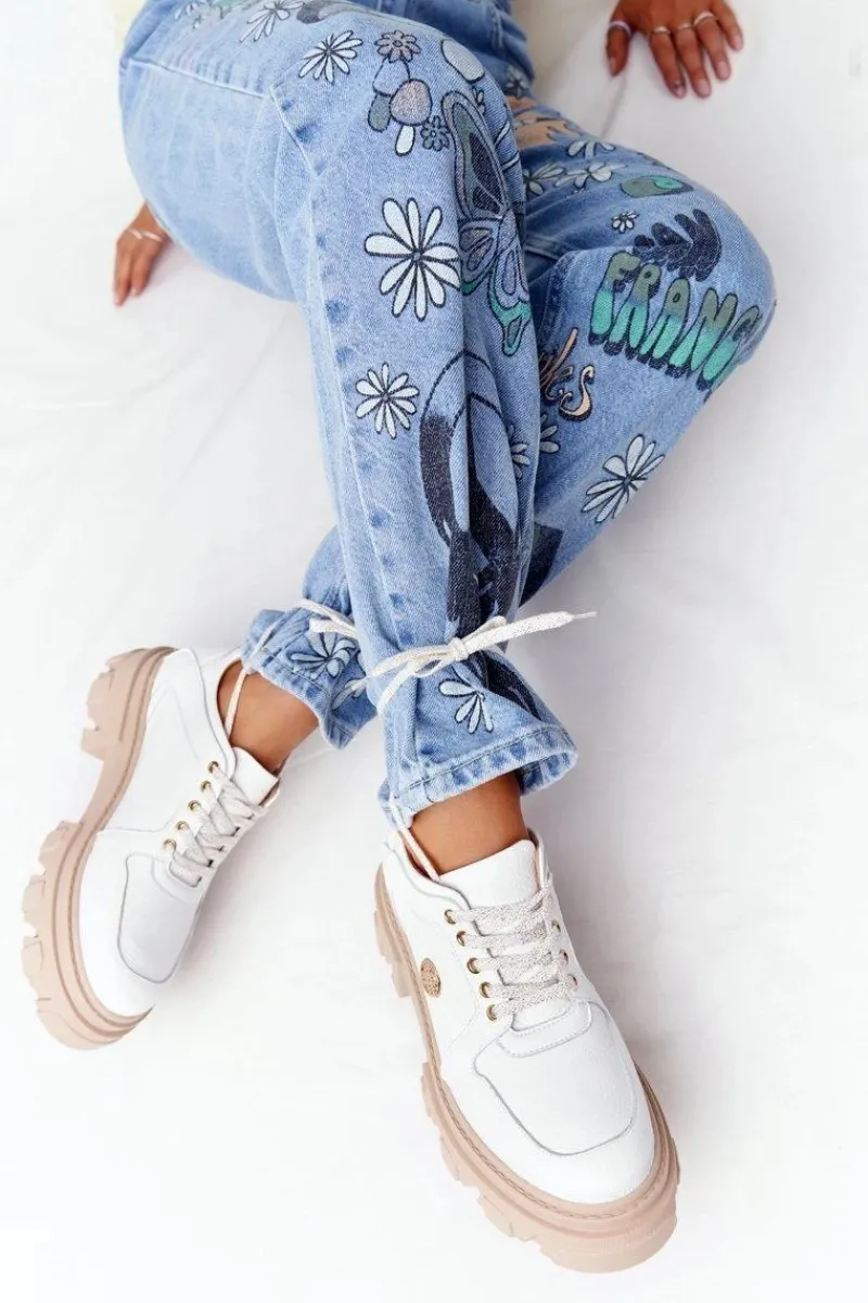 Półbuty Skórzane>Boto Skórzane Półbuty Oxfordy Lewski Shoes 3011-0 Białe