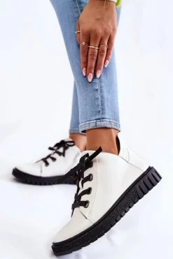 Sale Buty Sergio Leone Skórzane Pół PB210 Białe