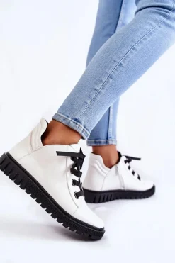 Sale Buty Sergio Leone Skórzane Pół PB210 Białe