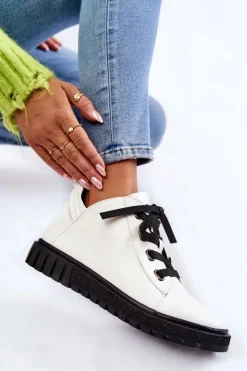 Sale Buty Sergio Leone Skórzane Pół PB210 Białe