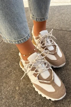 Clearance Artiker Skórzane Półbuty Sneakersy Damskie 56C1738 Beżowo-Złote