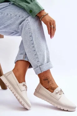 Sale Buty damskie Vinceza Skórzane Półbuty Wsuwane Beżowe Archie