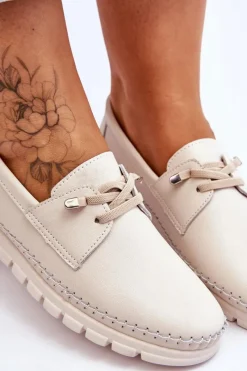 Sale Buty damskie Vinceza Skórzane Półbuty Wsuwane Beżowe Archie