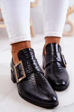 Półbuty Lakierowane|Półbuty Skórzane>Boto Skórzane Półbuty Ze Sprzączką Czarne Taliya