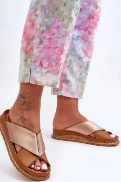 Klapki Damskie Klasyczne>Maciejka Skórzane Profilowane Klapki 04986-29 Brązowe