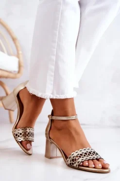 Sandały Ażurowe|Sandały Na Obcasie><noscript><img width=