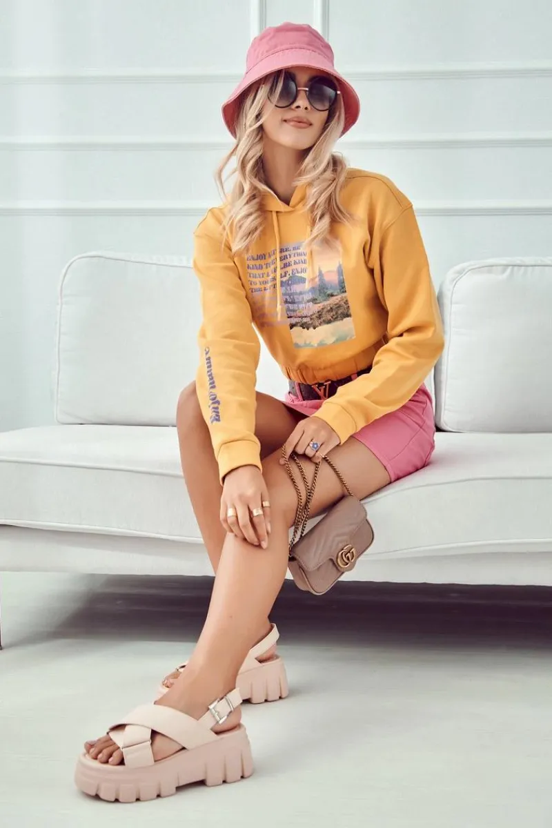 Sandały Płaskie>Evento Skórzane Sandałki Na Platformie Jasnobeżowe Betti