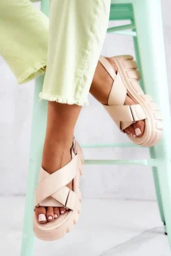 Sandały Płaskie><noscript><img width=