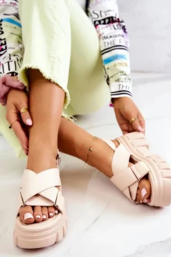 Sandały Płaskie><noscript><img width=