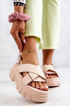 Sandały Płaskie><noscript><img width=