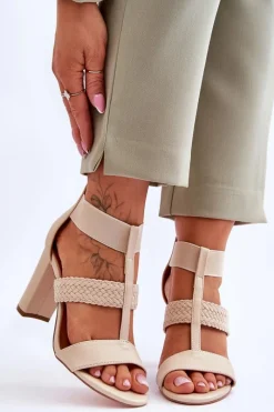 Sandały Na Obcasie|Botki Wiosenne>Boto Skórzane Sandały Botki Na Obcasie Beżowe Marren