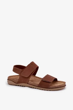 Sale INBLU Skórzane Sandały Damskie AA0001KU Camel