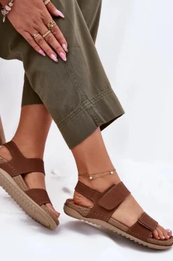 Sale INBLU Skórzane Sandały Damskie AA0001KU Camel