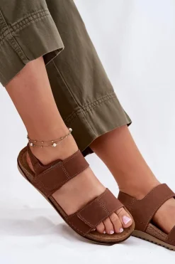 Sale INBLU Skórzane Sandały Damskie AA0001KU Camel