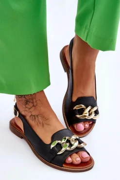 Discount Skórzane Sandały Damskie Lewski Shoes 3230 Groch Damskie Sandały Płaskie