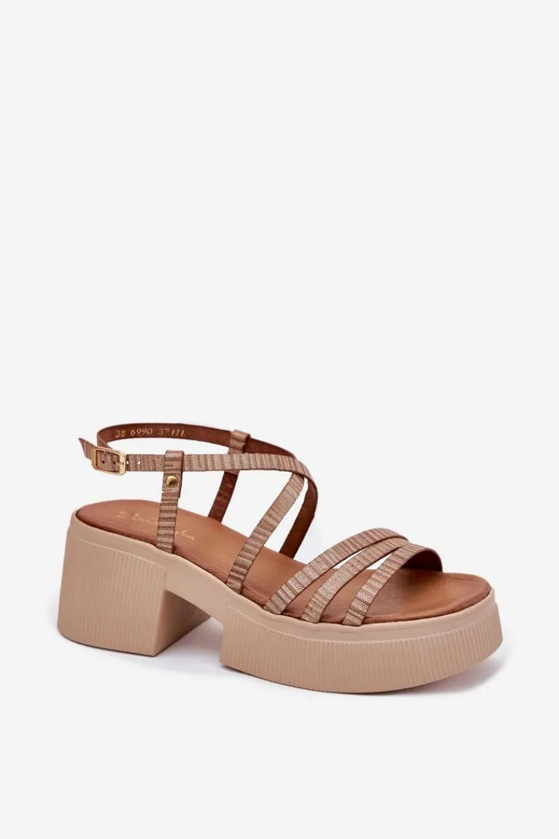 Sale Maciejka Skórzane Sandały Damskie 06990-25 Złote Złoty