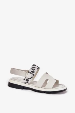 Sandały Płaskie></noscript>Buty damskie Vinceza Skórzane Sandały Damskie Na Płaskim Obcasie Panterka Vinceza 66780 Beżowe Beżowy