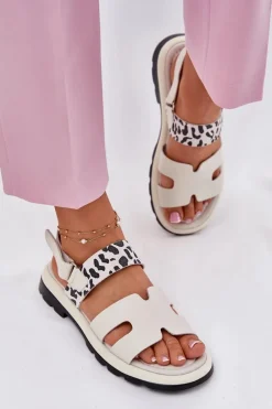 Sandały Płaskie></noscript>Buty damskie Vinceza Skórzane Sandały Damskie Na Płaskim Obcasie Panterka Vinceza 66780 Beżowe Beżowy