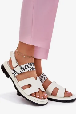 Sandały Płaskie></noscript>Buty damskie Vinceza Skórzane Sandały Damskie Na Płaskim Obcasie Panterka Vinceza 66780 Beżowe Beżowy