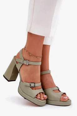 Sandały Na Słupku|Sandały Na Obcasie><noscript><img width=