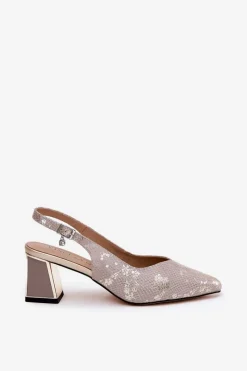 Sandały Na Słupku|Sandały Na Obcasie></noscript>Buty damskie Vinceza Skórzane Sandały Damskie Na Słupku Ze Szpiczastymi Noskami Vinceza 66733 Złoto-Srebrne