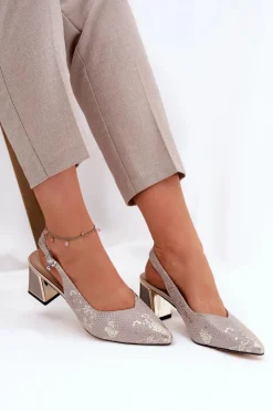 Sandały Na Słupku|Sandały Na Obcasie></noscript>Buty damskie Vinceza Skórzane Sandały Damskie Na Słupku Ze Szpiczastymi Noskami Vinceza 66733 Złoto-Srebrne