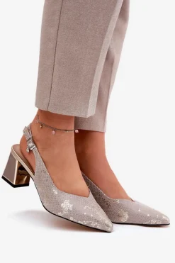 Sandały Na Słupku|Sandały Na Obcasie></noscript>Buty damskie Vinceza Skórzane Sandały Damskie Na Słupku Ze Szpiczastymi Noskami Vinceza 66733 Złoto-Srebrne