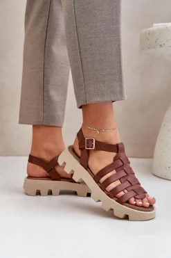 Sandały Płaskie><noscript><img width=