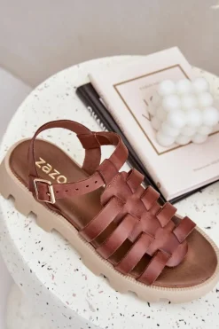 Sandały Płaskie><noscript><img width=